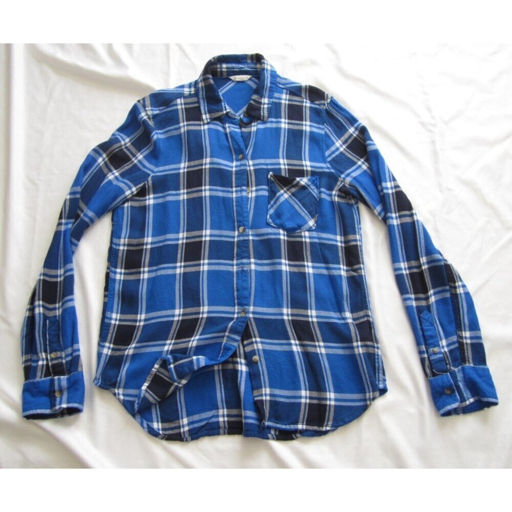 Women's Aeropostale 100% Rayon Plaid Button Long Sleeve Shirt Sz M (WB398)